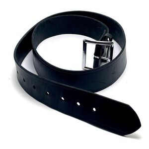 Boston Leather 6705 34 inches Unisex Black leather, silver buckle